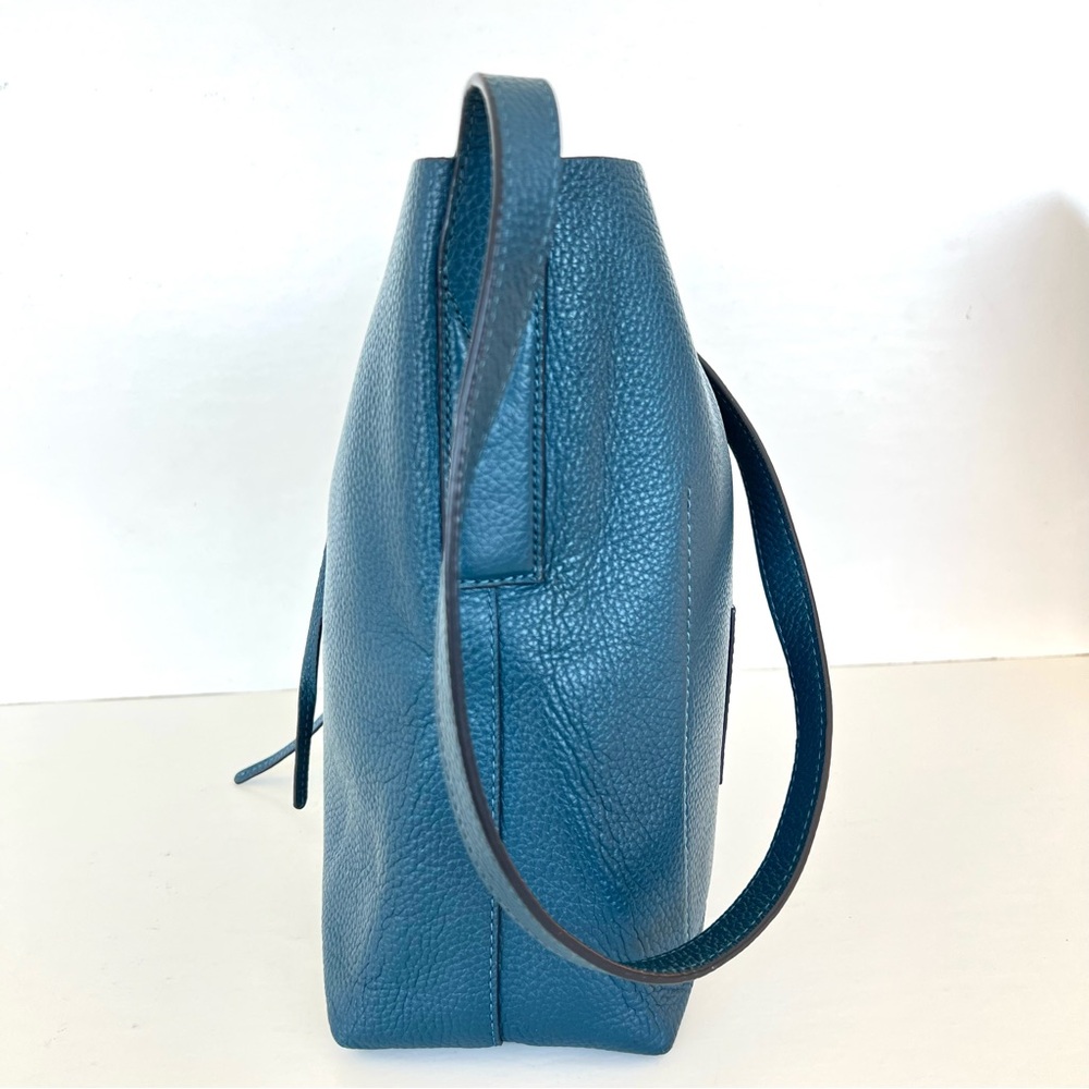 MICHAEL KORS Junie Blue Pebbled Leather Shoulder Bag Crossbody Messenger Bag - Picture 5 of 16